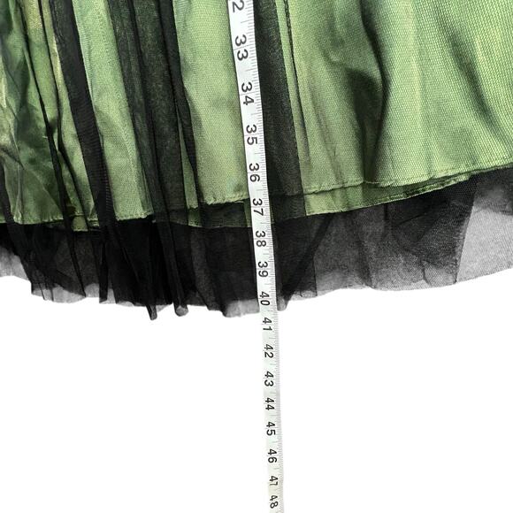 Vintage Y2K Cumbia Dress XS Green Satin Black Mesh Goth Fairycore Party Whimsy - Picture 12 of 16